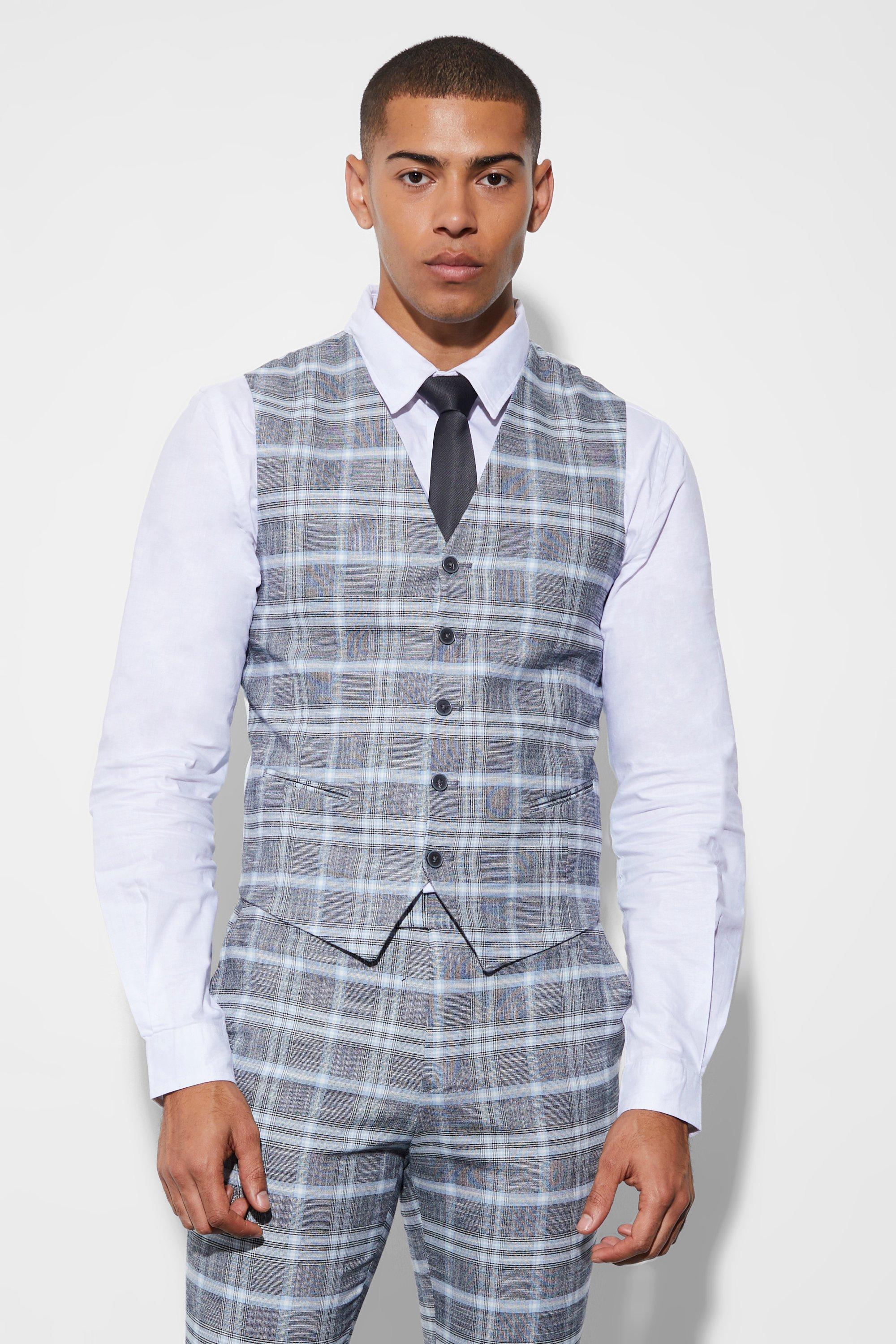 Grey hot sale check waistcoat